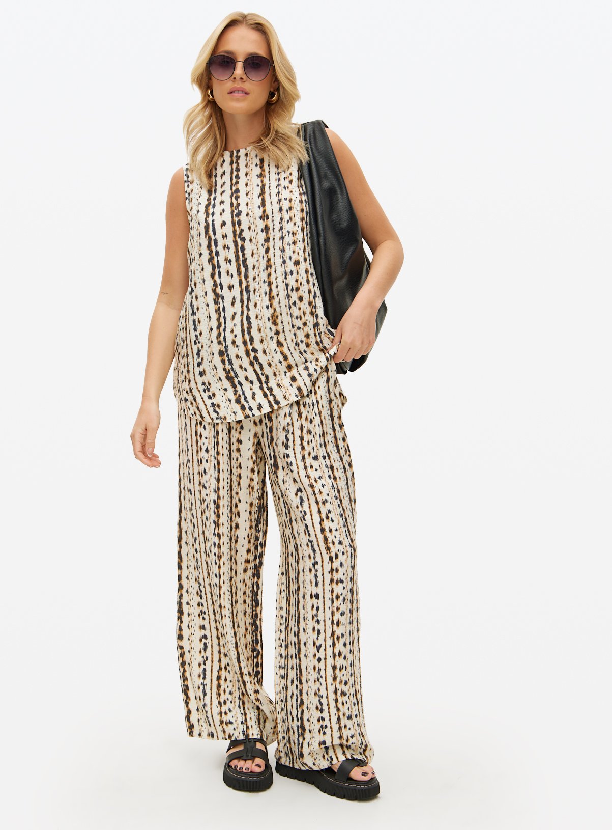 Mono Stripe Print Co-ord Trousers 22 - Image 1 thumbnail